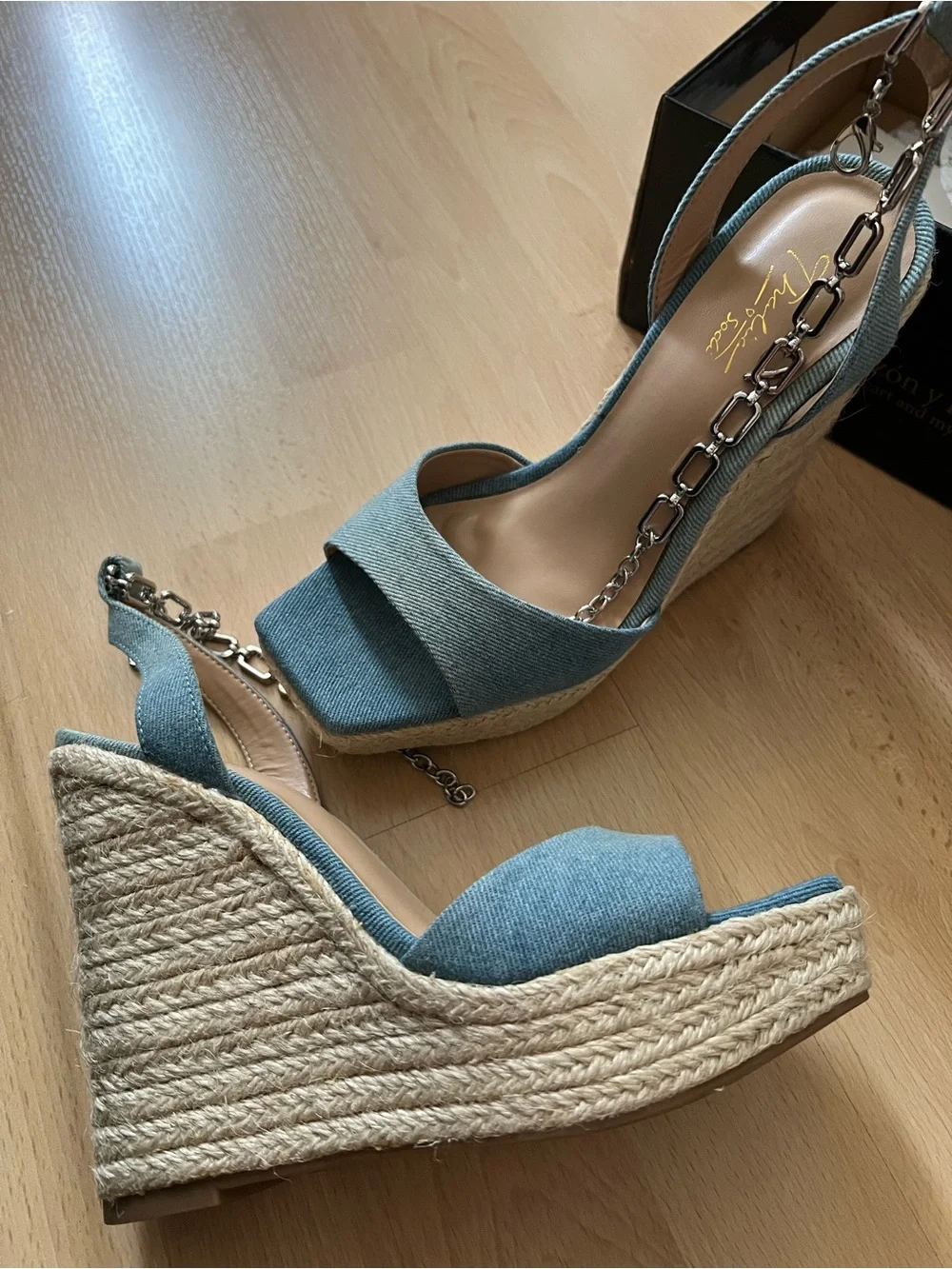 Thalia Sodi Light Blue Espadrille Platform Slingback Wedges